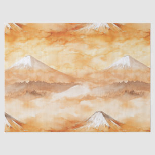 Papel De Seda Amanhecer Golden Dawn Sobre o Monte Fuji – Aquarel