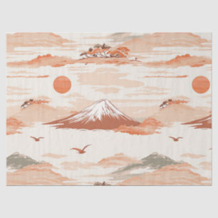 Papel De Seda Amanhecer Golden Dawn Sobre o Monte Fuji – Aquarel