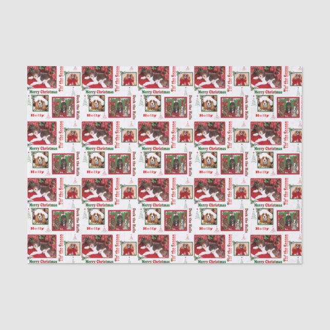 Papel De Seda Amantes de Cães de Natal King Charles e Doodle (Frente )