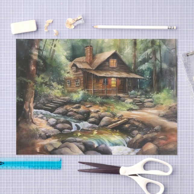 Papel De Seda Amantes de casa de lago divertidos  (Arte )