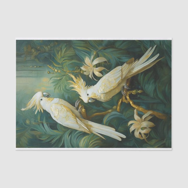 Papel De Seda Amantes de Cockatoo, Elegância de Penas Brancas (Frente )