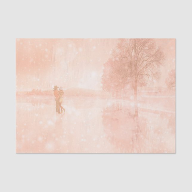 Papel De Seda Amantes em lagoa congelada (Frente )