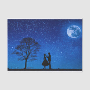 Papel De Seda Amantes sob uma lua cheia    