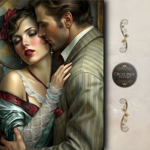 Papel De Seda Amantes Vitorianos Abraço Íntimo Decoupage