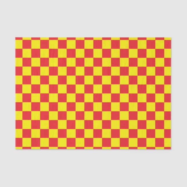 Papel De Seda Amarelo Checkered e vermelho (Frente )