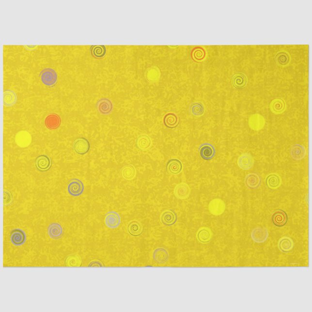 Papel de Seda Amarelo com Espirais de Bolinhas Tor (Frente )