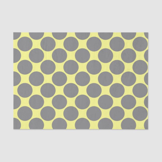 Papel De Seda Amarelo com pontos de cinza de polca (Frente )