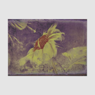 Papel De Seda Amarelo de Girassol Roxo Esboço Antigo Vintage