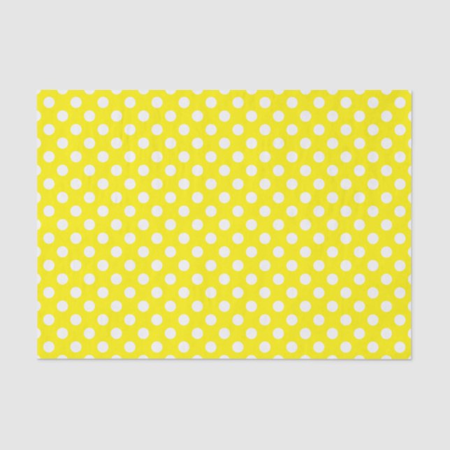 Papel De Seda Amarelo e Bolinhas Brancas (Frente )
