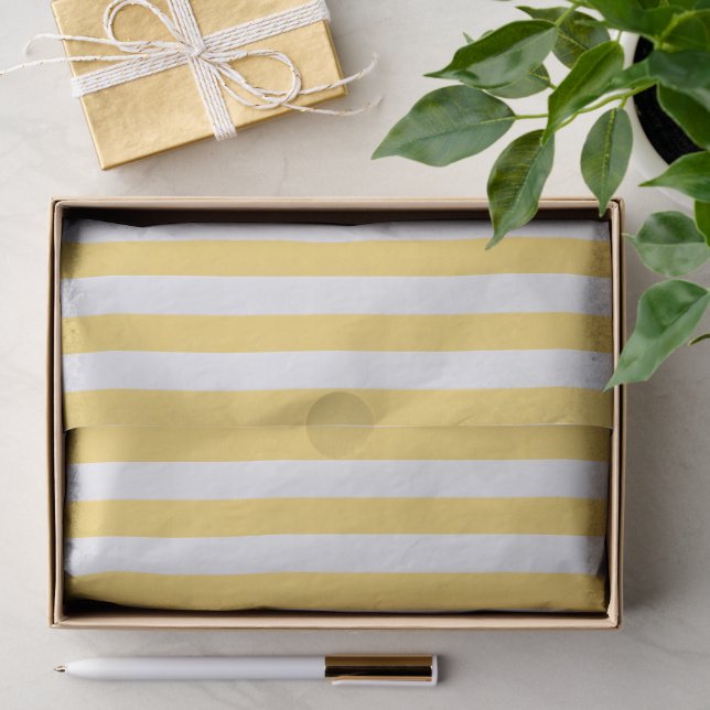 Papel De Seda Amarelo-limão-branco-riscado (Presente)