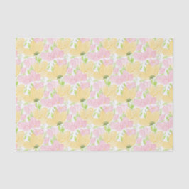 Papel De Seda Amarelo Rosa Floral