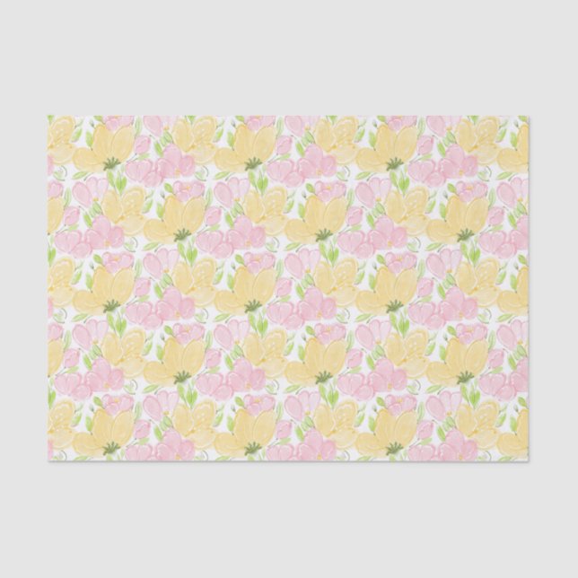 Papel De Seda Amarelo Rosa Floral (Frente )