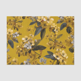 Papel De Seda Amarelo Rústico Botânico Ousado Vintage Boho Flora