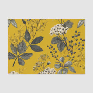 Papel De Seda Amarelo Rústico Botânico Ousado Vintage Boho Flora