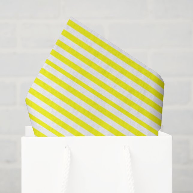 Papel De Seda Amarelo Sol e Listras Brancas (Sacola de presentes)