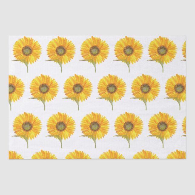 Papel De Seda Amarelo sunfloral aquarela Verão Russo (Frente )