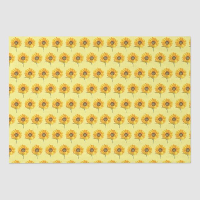Papel De Seda Amarelo sunfloral aquarela Verão Russo (Frente )
