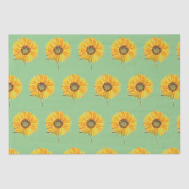 Papel De Seda Amarelo sunfloral aquarela Verão Russo T (Frente )