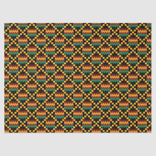Papel De Seda Amarelo, Verde, Vermelho, Kwanzaa Kente Cloth Pret (Frente )