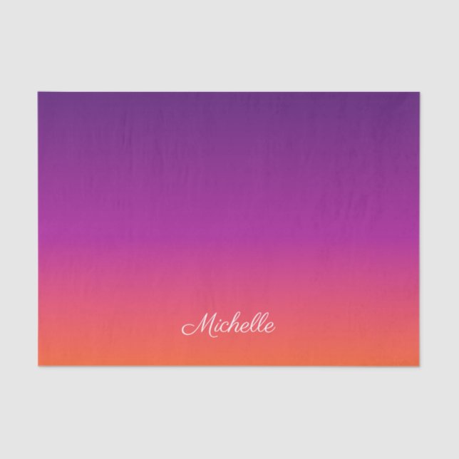 Papel De Seda Ambre de gradiente roxo, rosa e laranja (Frente )