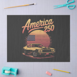 Papel De Seda América 250 Pôr do Sol Retro EUA