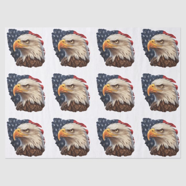 Papel De Seda American Flag Bald Eagle (Frente )