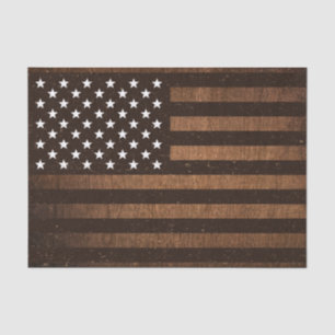 Papel De Seda American Flag Rustic madeira texturizada USA Patri