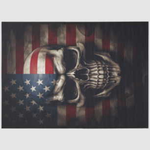 Papel De Seda American Flag Skull