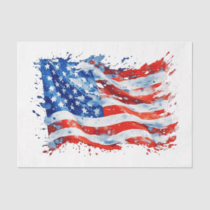 Papel De Seda American Flag USA Watercolor 4 de julho
