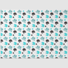 Papel De Seda American Football Turquoise Blue e Black Patterno