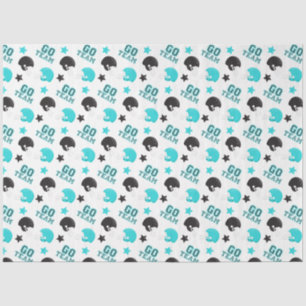 Papel De Seda American Football Turquoise Blue e Black Patterno