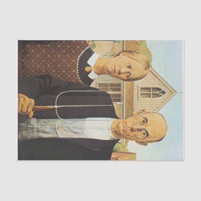 Papel De Seda American Gothic por Grant Wood,reprodução arte,vin (Frente )