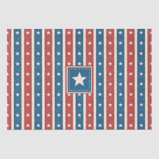 Papel De Seda Americana Rústica Vintage Estrelas e Listras Patri