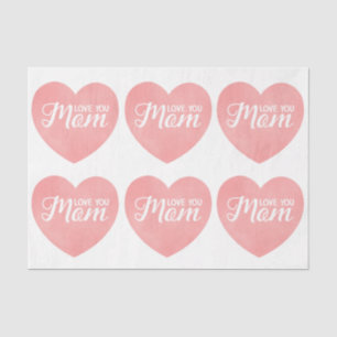 Papel De Seda Amo-te, mãe, dia de as mães de coração rosa