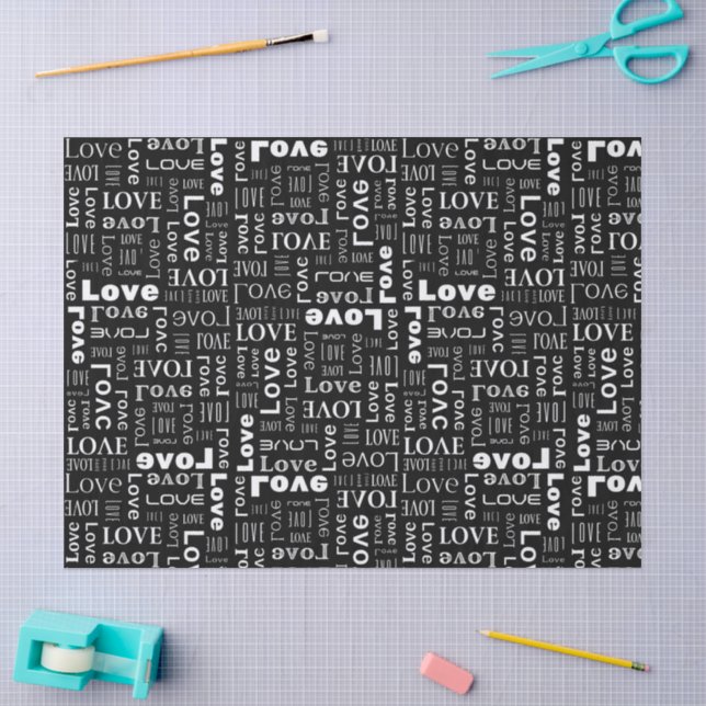 Papel De Seda Amor Branco Fundo Preto (Arte )