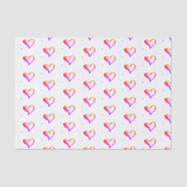 Papel De Seda Amor Corações Brilhantes (Frente )
