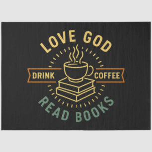 Papel De Seda Amor Deus Beba Café Ler Livros Vintage