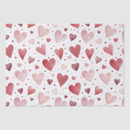 Papel De Seda Amor em Aquarela - Padrão Cardíaco Whimsical