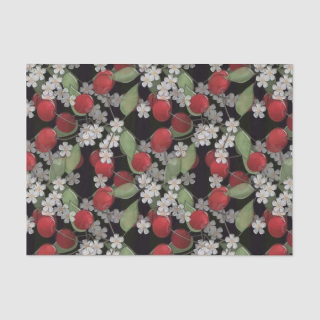 Papel De Seda Amoras vermelhas, cereja (Frente )