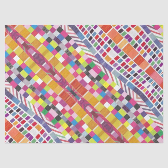 Papel De Seda Amostras Vermelhas e Pixels Coloridos (Frente )