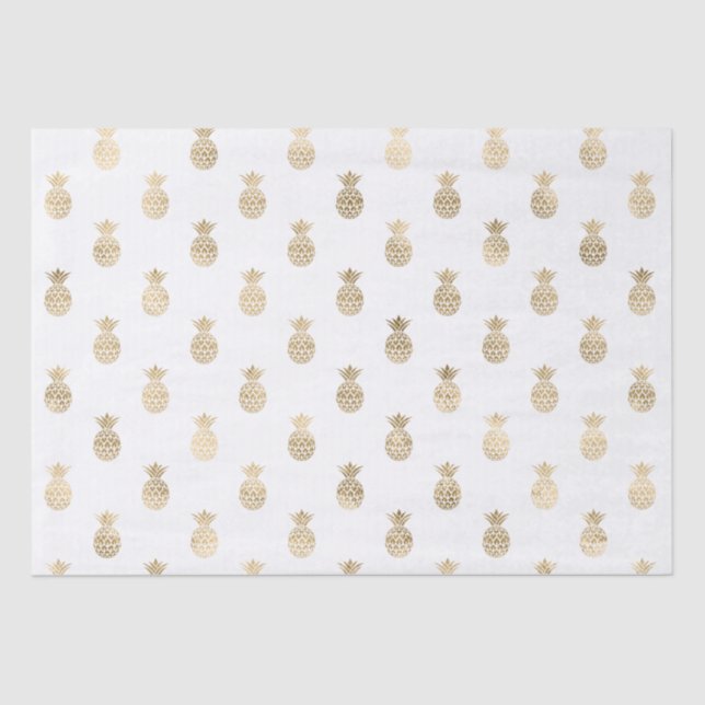 Papel De Seda Ananás Dourados Tropicais (Frente )