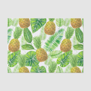 Papel De Seda Ananás e folhas tropicais