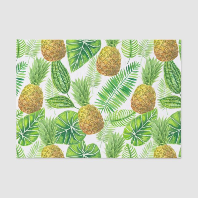 Papel De Seda Ananás e folhas tropicais (Frente )