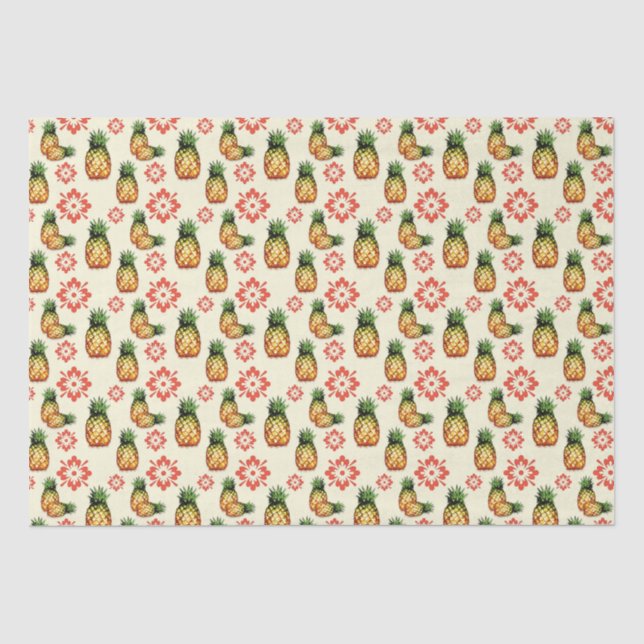 Papel De Seda Ananases e Impressão vermelhos (Frente )