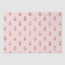 Papel De Seda Ananases Tropicais Rosa-Rosa-Blush rosa Dourado