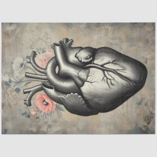 Papel De Seda Anatomical Heart Floral Decoupage Paper