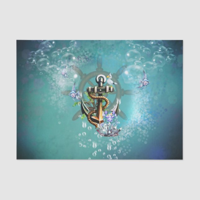 Papel De Seda Anchor with seagull and fish (Frente )