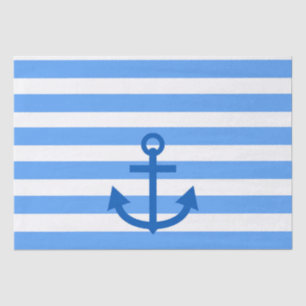 Papel De Seda Âncora Listras Azul e Branco