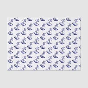 Papel De Seda Âncora Náutica Vintage Angustiada Com Azul De Cord