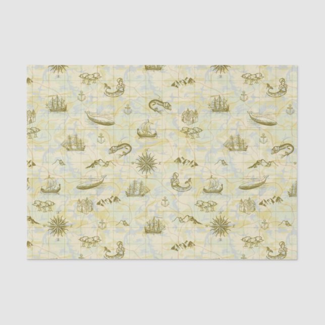 Papel De Seda Âncoras antigas náuticas dos navios dos monstro de (Frente )